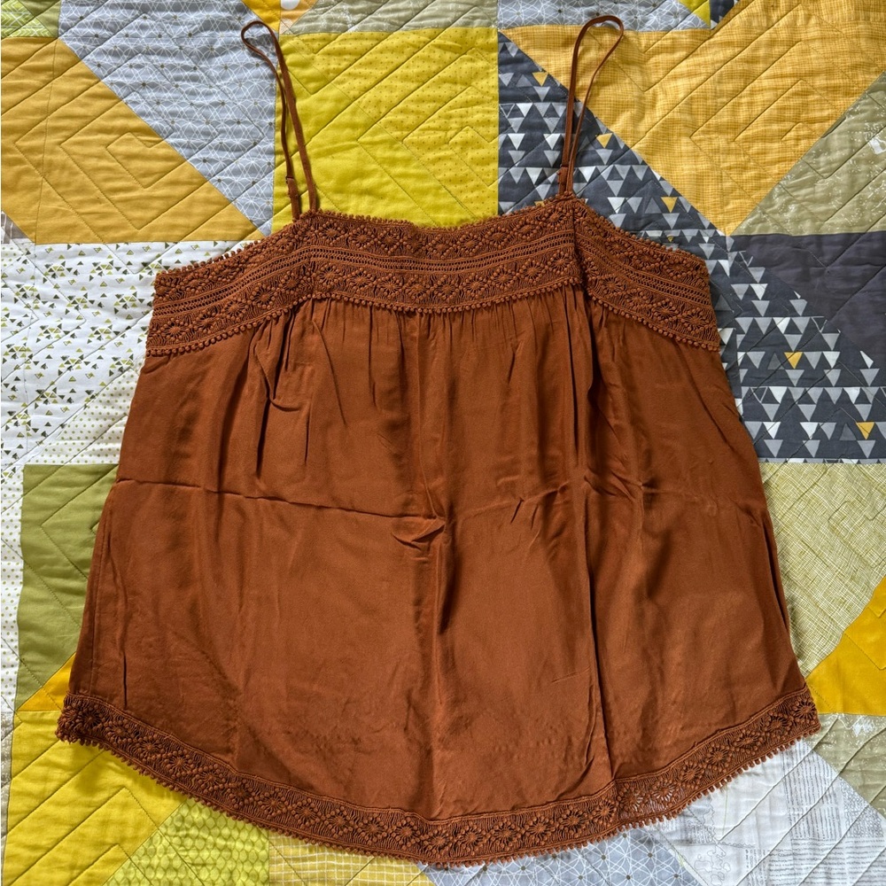 Hinge Brown Smocked Sleeveless Camisole
